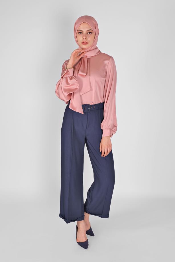 Hijab clothing  SCARF DETAIL SATIN BLOUSE 1242  - TRENDTESETTÜR