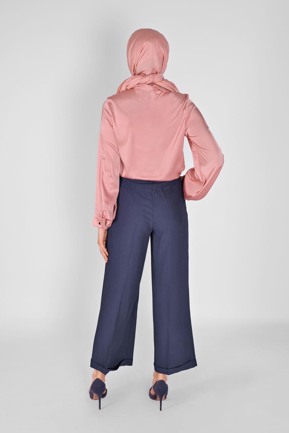 Hijab clothing POWDER SCARF DETAIL SATIN BLOUSE 1242 