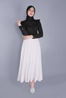 Tesettür giyim SİYAH PAMUKLU FIRFIR DANTEL DETAYLI BLUZ 23257 