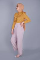 Tesettür giyim TURUNCU PAMUKLU FIRFIR DANTEL DETAYLI BLUZ 23257 