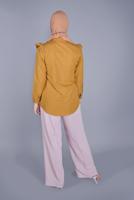 Tesettür giyim TURUNCU PAMUKLU FIRFIR DANTEL DETAYLI BLUZ 23257 