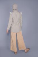 Tesettür giyim BEJ PAMUKLU FIRFIR DANTEL DETAYLI BLUZ 23257 