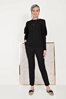 Hijab clothing BLACK ALVİNA FRILLED BLOUSE 40477 