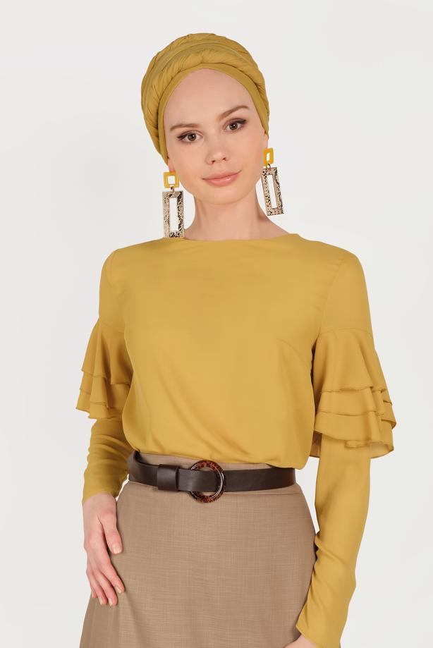 Hijab clothing ORANGE ALVİNA FRILLED BLOUSE 40477  - TRENDTESETTÜR