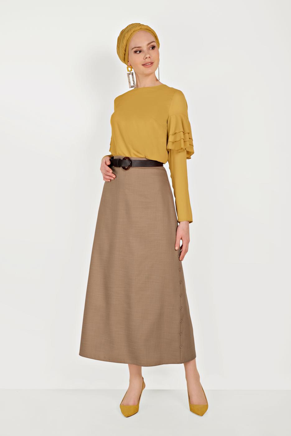 Hijab clothing ORANGE ALVİNA FRILLED BLOUSE 40477 