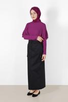 Hijab clothing PURPLE ALVİNA FRILLED BLOUSE 40477 