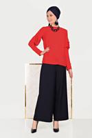 Hijab clothing RED ALVİNA FRILLED BLOUSE 40477 