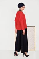 Hijab clothing RED ALVİNA FRILLED BLOUSE 40477 