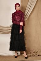 Hijab clothing CLARET RED T 4064 ALVİNA FLOW BLUZ 36/40