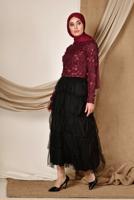 Hijab clothing CLARET RED T 4064 ALVİNA FLOW BLUZ 36/40