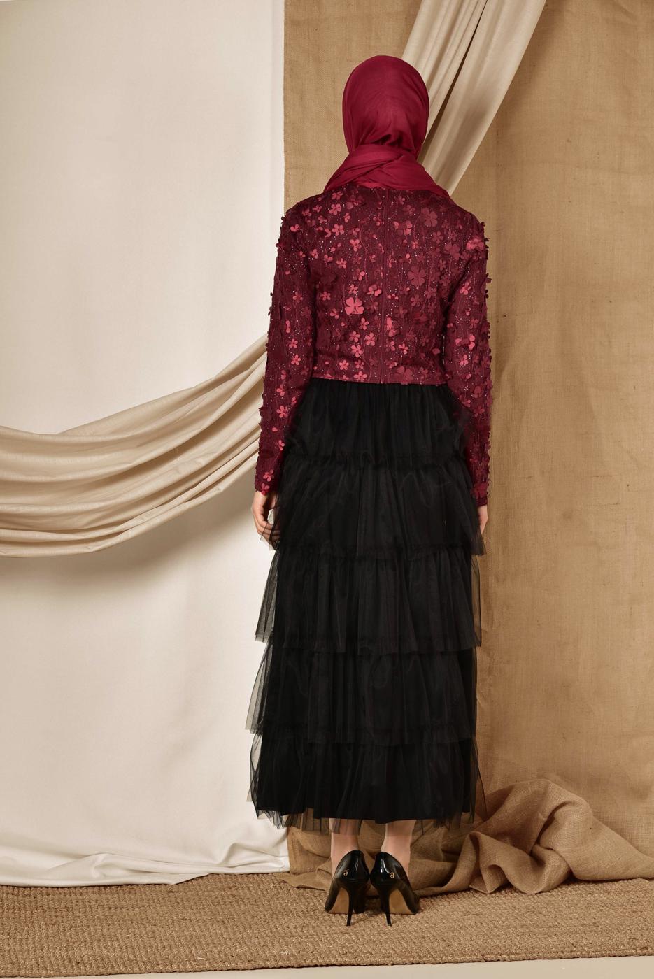 Hijab clothing CLARET RED T 4064 ALVİNA FLOW BLUZ 36/40