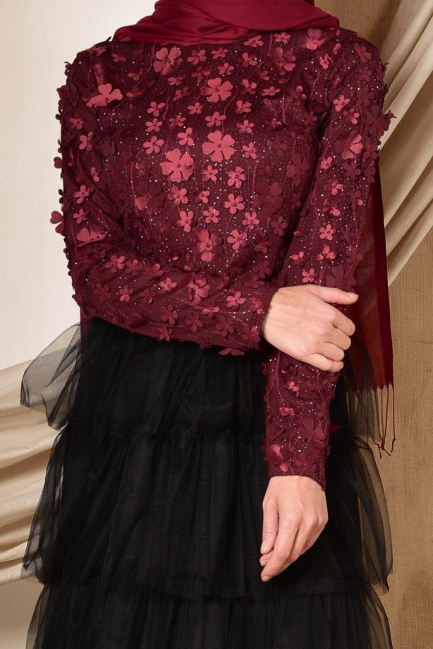 Hijab clothing CLARET RED T 4064 ALVİNA FLOW BLUZ 36/40 - TRENDTESETTÜR