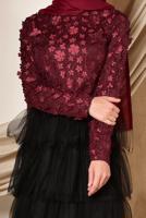 Hijab clothing CLARET RED T 4064 ALVİNA FLOW BLUZ 36/40