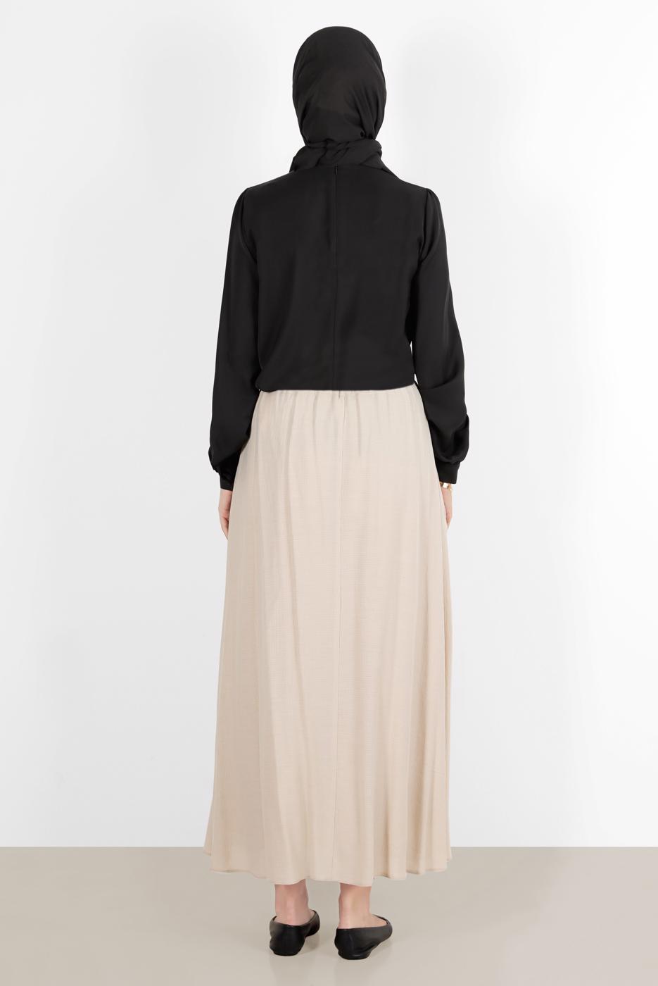 Tesettür giyim SİYAH ALVİNA YAKASI NAKIŞLI BLUZ 40780 