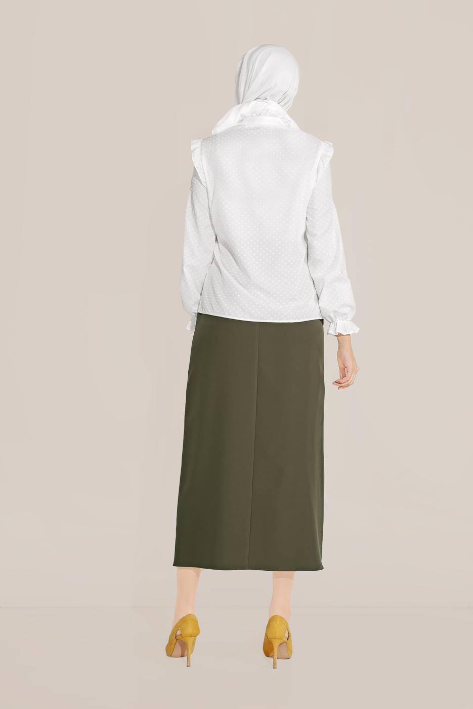 Hijab clothing CREAM ALVİNA RUFFLE DETAIL BUTTONED BLOUSE 40798 