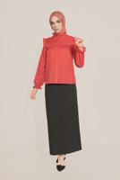 Hijab clothing RED ALVİNA RUFFLE DETAIL BUTTONED BLOUSE 40798 