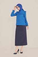 Hijab clothing NAVY BLUE ALVİNA RUFFLE DETAIL BUTTONED BLOUSE 40798 