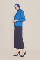 Hijab clothing NAVY BLUE ALVİNA RUFFLE DETAIL BUTTONED BLOUSE 40798 