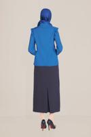 Hijab clothing NAVY BLUE ALVİNA RUFFLE DETAIL BUTTONED BLOUSE 40798 