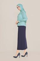 Hijab clothing BLUE ALVİNA RUFFLE DETAIL BUTTONED BLOUSE 40798 