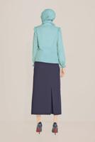 Hijab clothing BLUE ALVİNA RUFFLE DETAIL BUTTONED BLOUSE 40798 