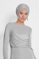 Hijab clothing GREY ALVİNA CREW-NECK SILVERY BLOUSE 4192 