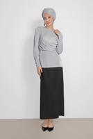 Hijab clothing GREY ALVİNA CREW-NECK SILVERY BLOUSE 4192 