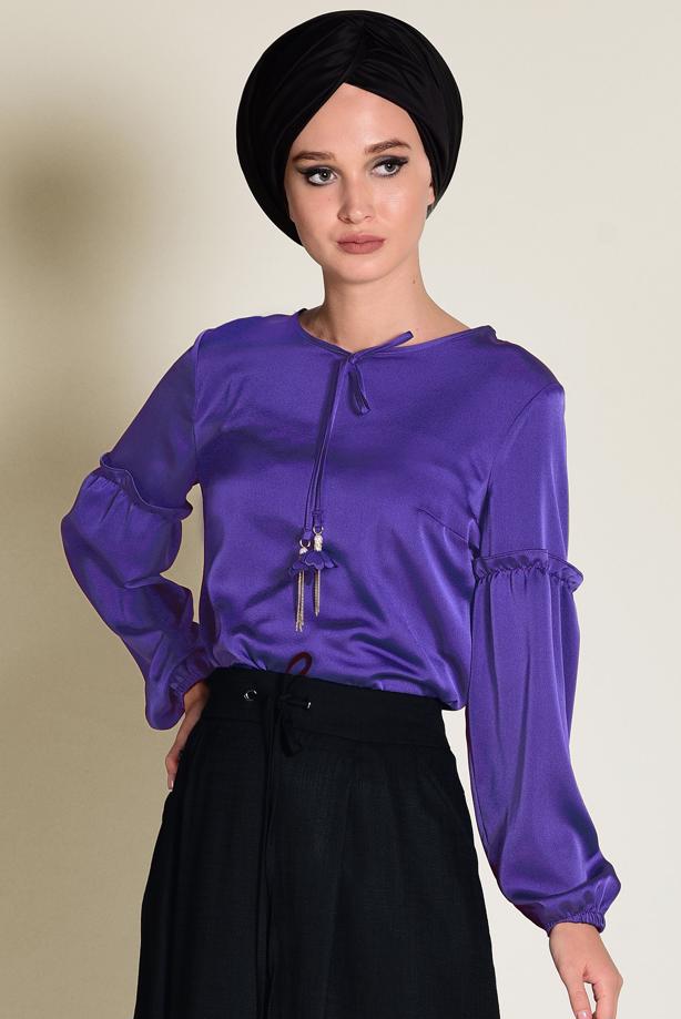 Tesettür giyim  ALVİNA YAKASI BAĞCIKLI BLUZ 4321