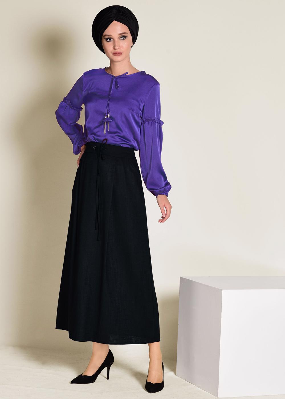 Hijab clothing PURPLE ALVİNA TIE DETAIL BLOUSE 4321  