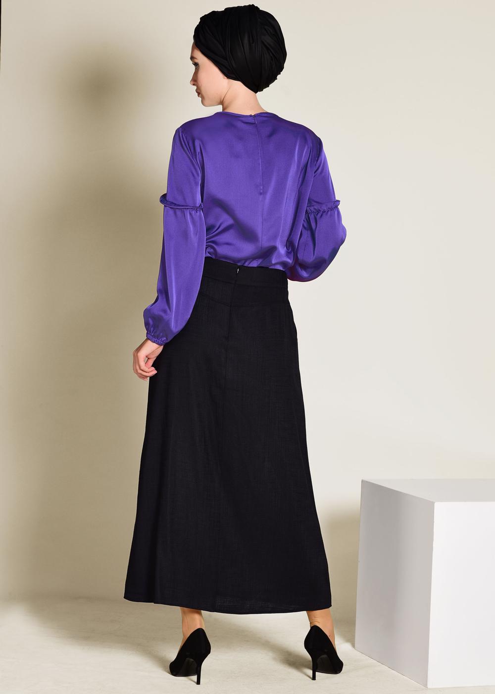 Hijab clothing PURPLE ALVİNA TIE DETAIL BLOUSE 4321  
