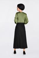 Tesettür giyim HAKİ ALVİNA YAKASI BAĞCIKLI BLUZ 4321