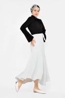 Tesettür giyim SİYAH ALVİNA  PİLİSE DETAYLI GENİŞ KOL BLUZ 4888