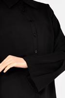 Tesettür giyim SİYAH ALVİNA  PİLİSE DETAYLI GENİŞ KOL BLUZ 4888