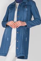 Hijab clothing NAVY BLUE BUTTONED DENIM JACKET  2022  