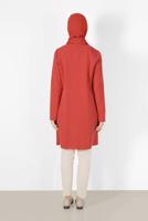 Tesettür giyim KIRMIZI ALVİNA TORBA CEPLİ BOYDAN DÜĞMELİ CEKET 4001