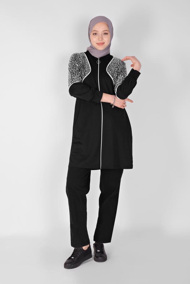 Vêtements hijab NOIR VESTE DE SURVÊTEMENT  4166  - TRENDTESETTÜR