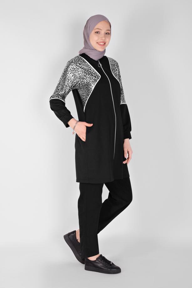 Vêtements hijab NOIR VESTE DE SURVÊTEMENT  4166  - TRENDTESETTÜR