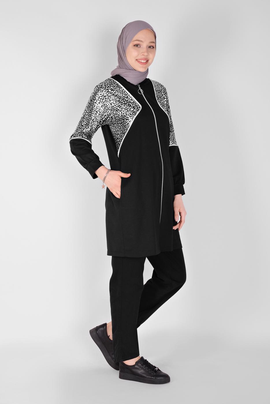 Vêtements hijab NOIR VESTE DE SURVÊTEMENT  4166 