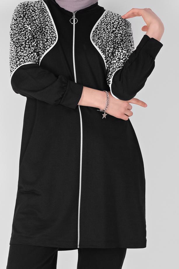 Vêtements hijab NOIR VESTE DE SURVÊTEMENT  4166  - TRENDTESETTÜR