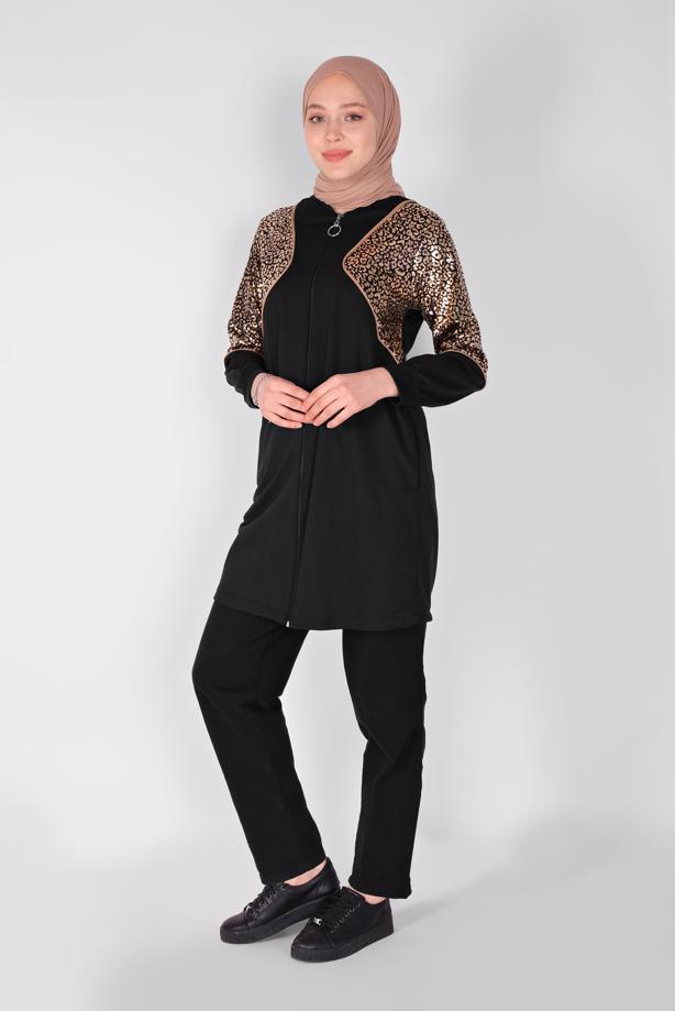 Vêtements hijab NOIR VESTE DE SURVÊTEMENT  4166  - TRENDTESETTÜR