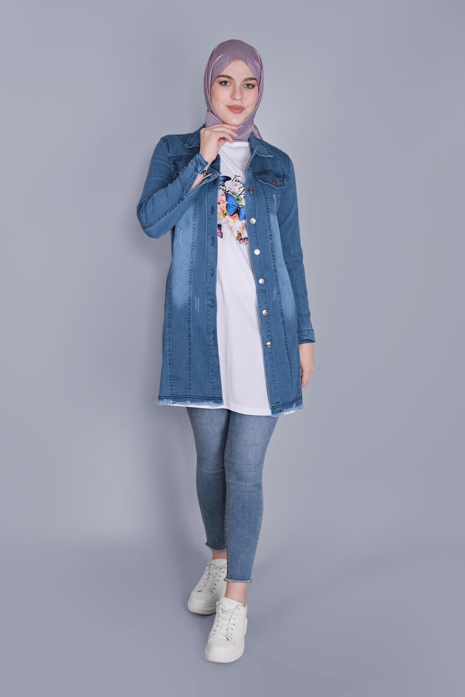 Hijab clothing NAVY BLUE DENIM JACKET  4705 