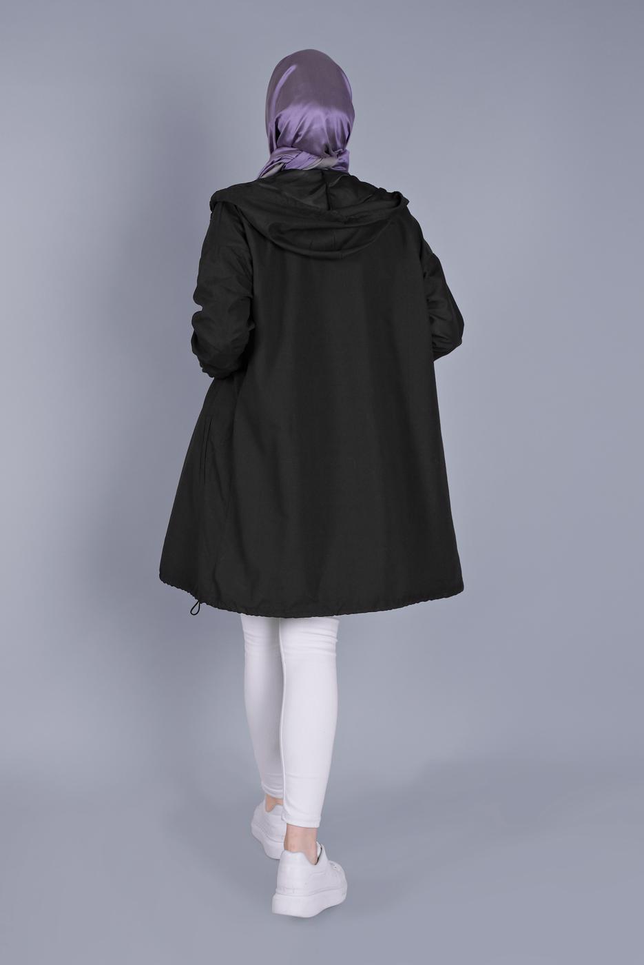 Vêtements hijab NOIR VESTE À CAPUCHE  8736 