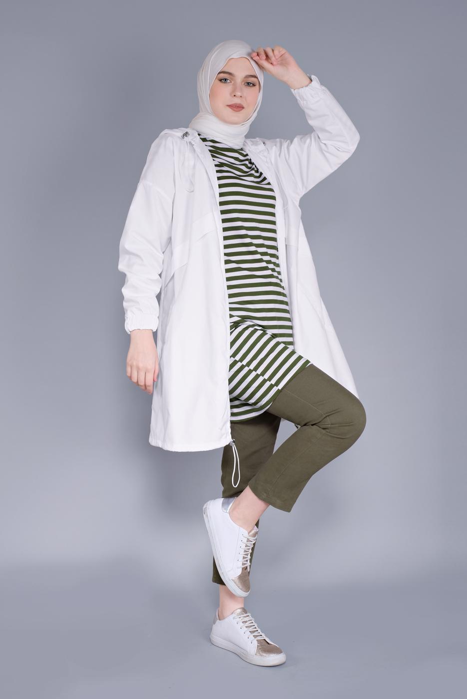 Hijab clothing WHITE HOODED JACKET  8736 