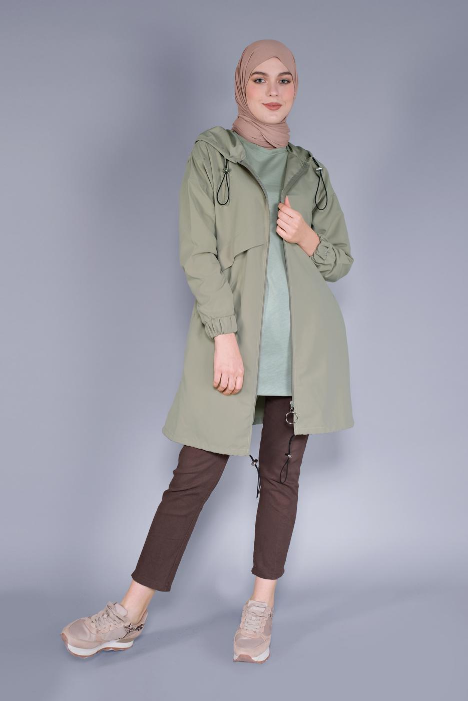 Vêtements hijab KAKI VESTE À CAPUCHE  8736 