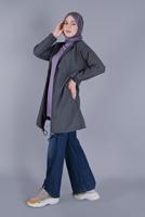 Hijab clothing GREY HOODED JACKET  8736 