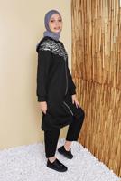 Hijab clothing BLACK ZEBRA PATTERNED TRACKSUIT JACKET 9156  