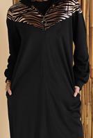 Hijab clothing BLACK ZEBRA PATTERNED TRACKSUIT JACKET 9156  