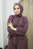 Vêtements hijab PRUNE SALOPETTE CEINTURÉE AVEC POIGNETS ÉLASTIQUES 260000
