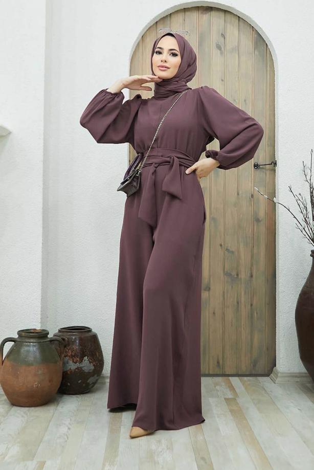 Vêtements hijab PRUNE SALOPETTE CEINTURÉE AVEC POIGNETS ÉLASTIQUES 260000 - TRENDTESETTÜR