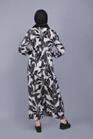 Hijab clothing WHITE LEAF PATTERNED DRESS 5412-1 
